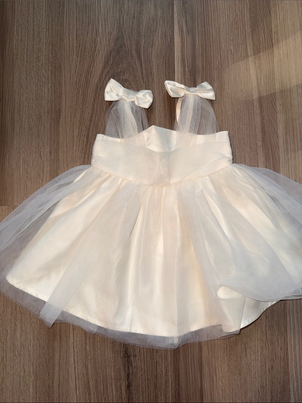 Ivory Tulle Bow Strap Dress